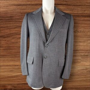 Vintage John Blair Men's Grey Striped 3 piece suits No Tag See Photos Formal